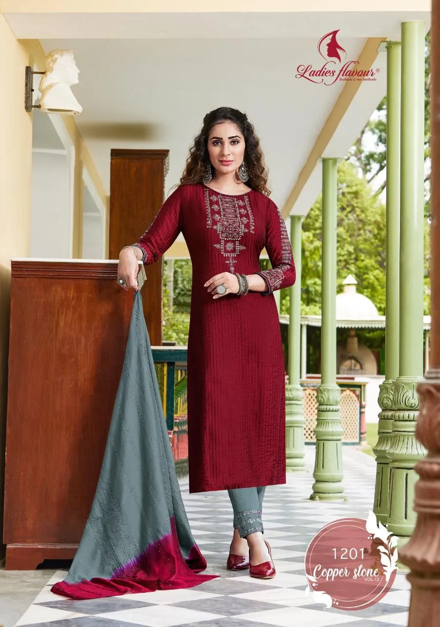 Bulgarian Rose fully stiched kurti pant